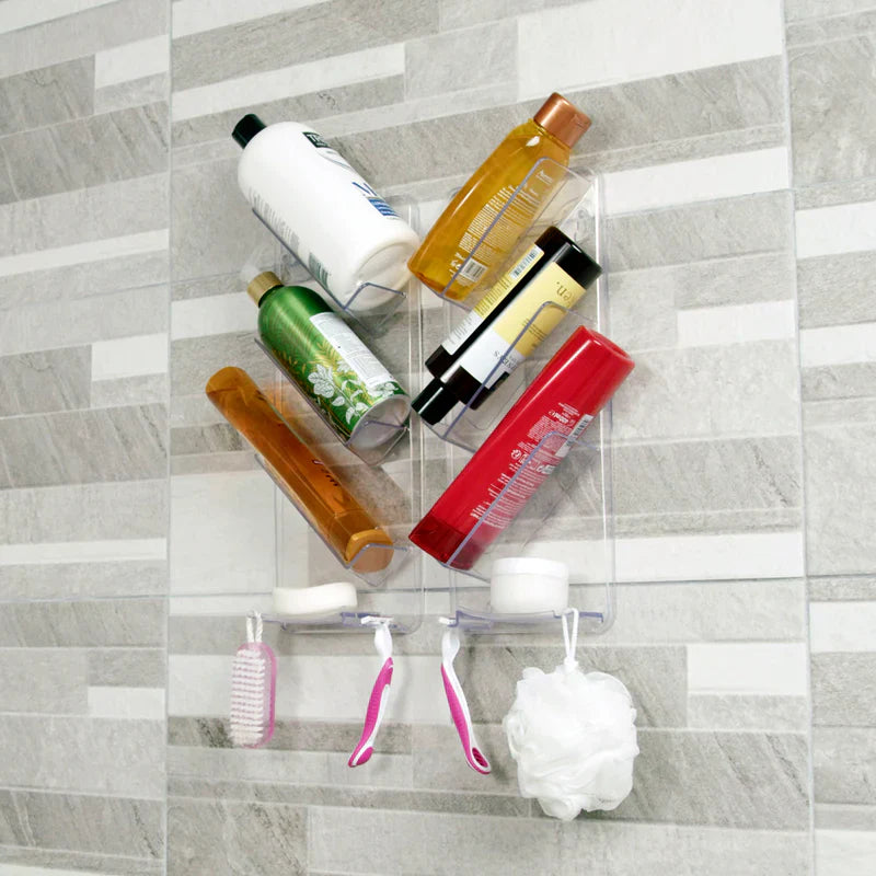 Lot de 2 étagères de douche en acrylique pour salle de bain sans perçage