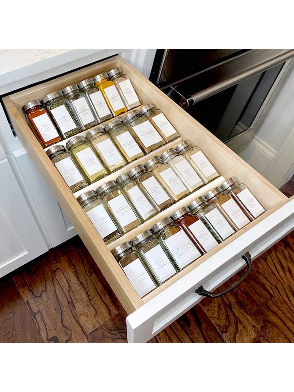 PACK DE 24 POTS D'ÉPICES AVEC ENSEMBLE DE RANGEMENT POUR TIRROIR EN BAMBOU