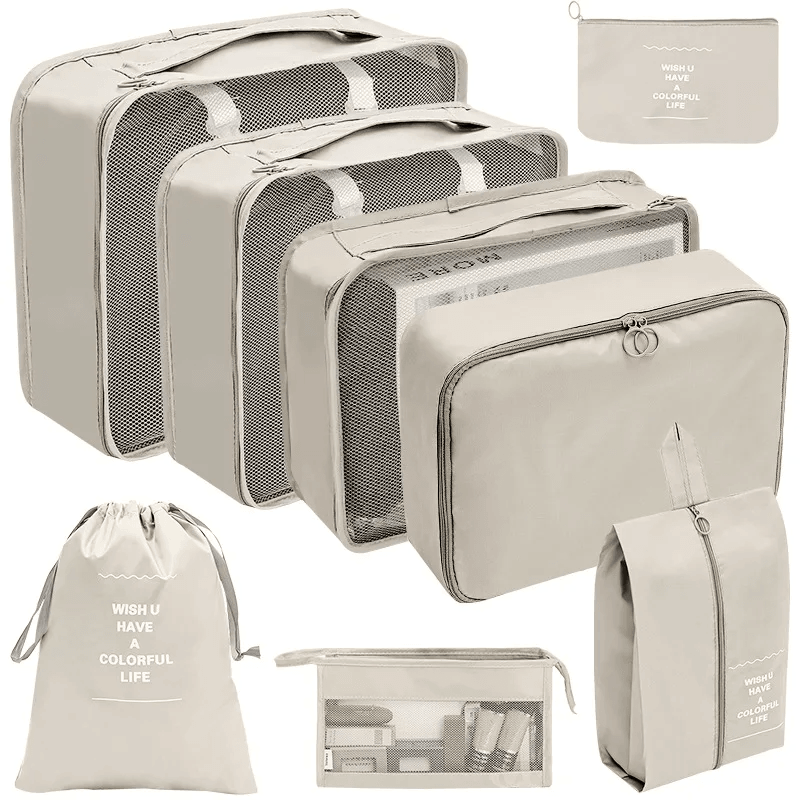 ensemble de 8 pièces organisateur sacs - Cachou