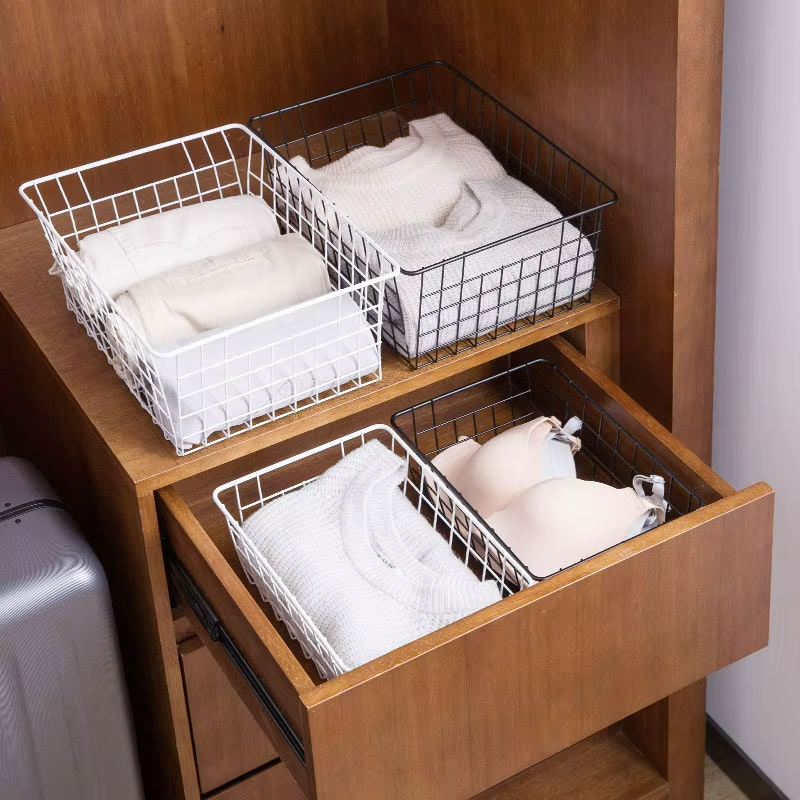 paniers de rangement en fil métallique