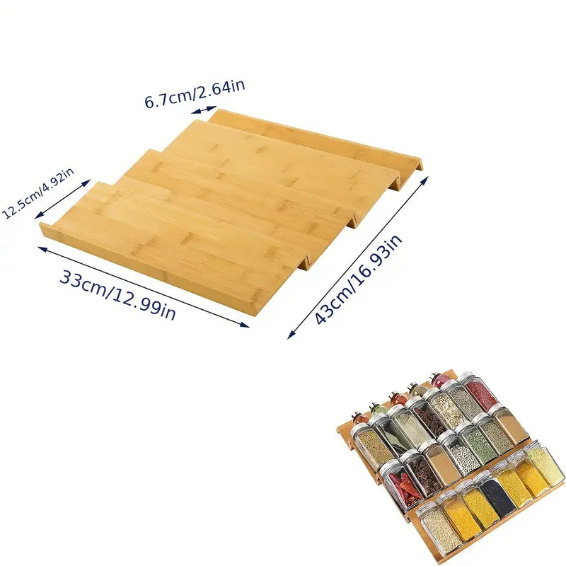 PACK DE 24 POTS D'ÉPICES AVEC ENSEMBLE DE RANGEMENT POUR TIRROIR EN BAMBOU