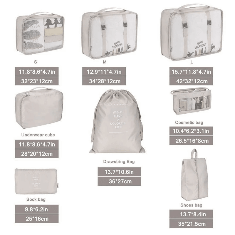 ensemble de 8 pièces organisateur sacs - Cachou