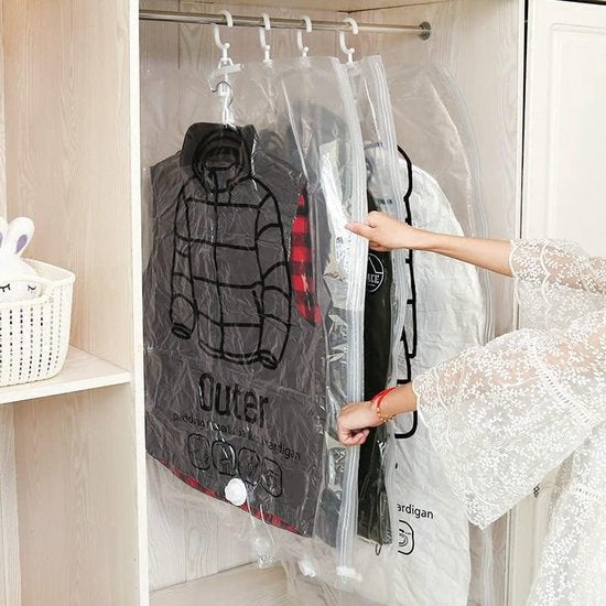 Sacs de rangement sous vide avec crochets et appareil
