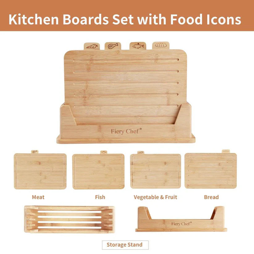 Set de Planches à Découper avec Icônes Alimentaires