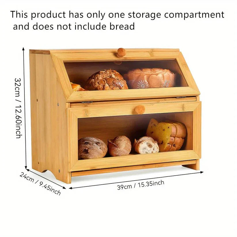 Boîte à pain à deux compartiments en bambou