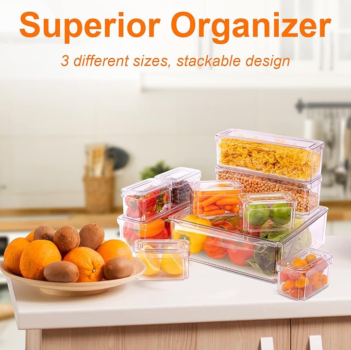 Lot de 10 Boite Rangement frigo avec Couvercle
