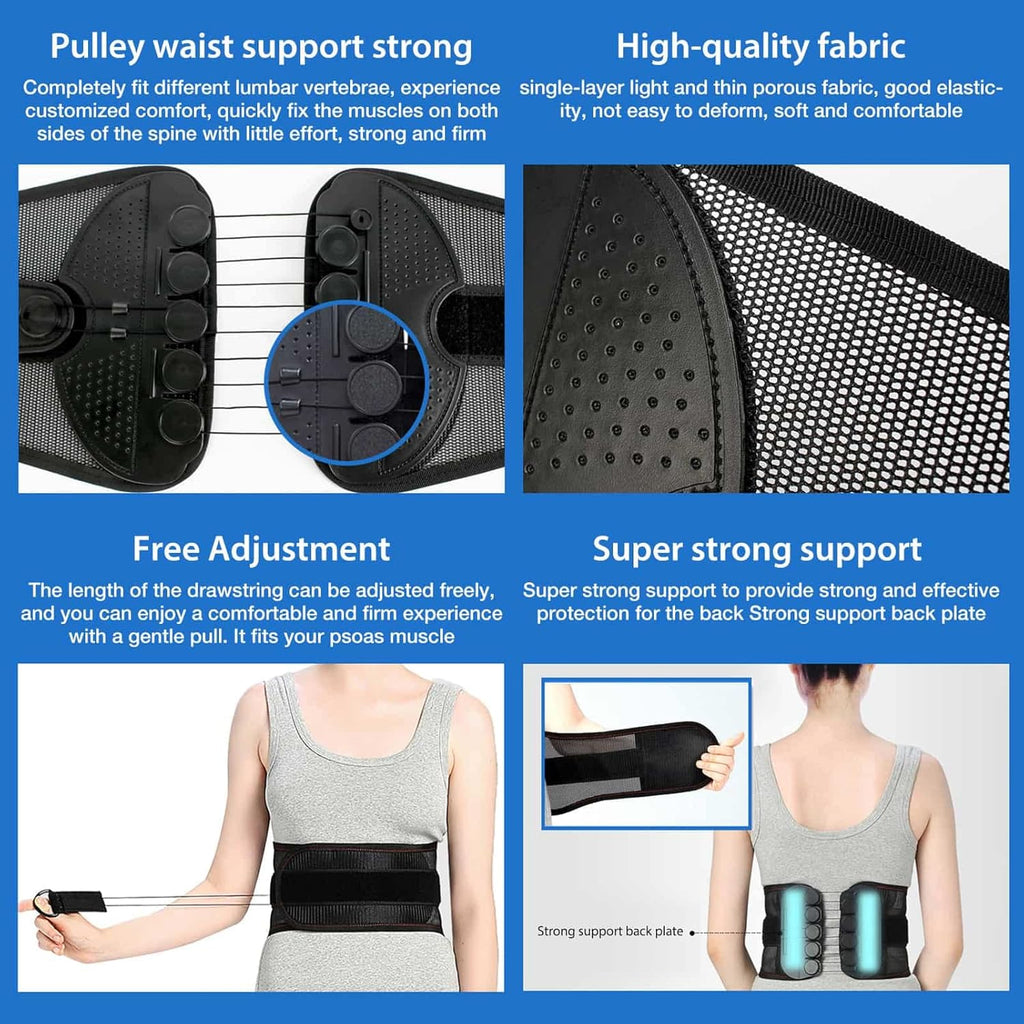 Ceinture de maintien dorsal réglable avec système de poulie pour soulager les douleurs dorsales