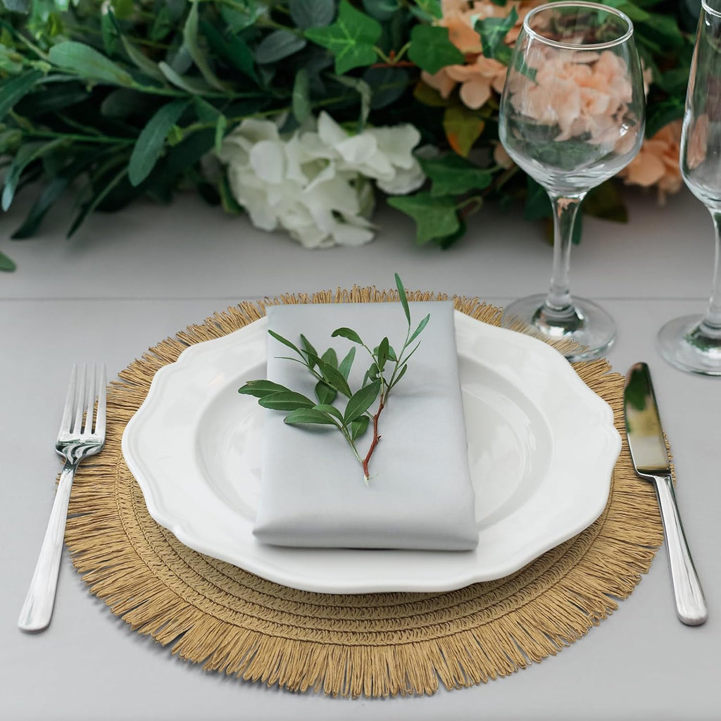 6 sets sous plats ronds en "RAFFIA " avec chemin de table assorti 120 CM
