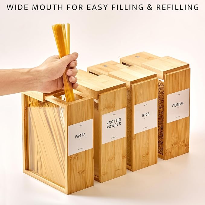 Récipient de stockage alimentaire en bambou transparent de 2 000 ml