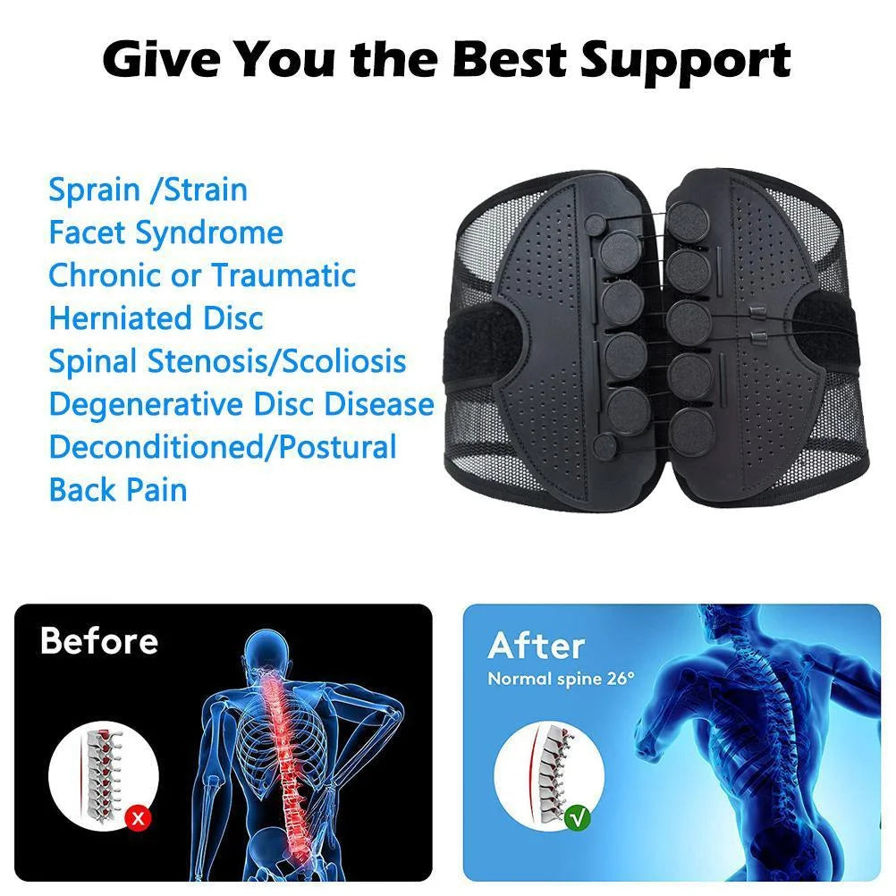 Ceinture de maintien dorsal réglable avec système de poulie pour soulager les douleurs dorsales