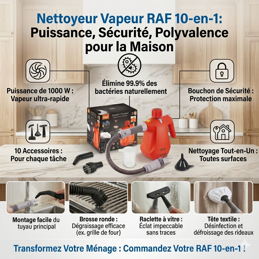 Nettoyeur vapeur RAF 10 en 1