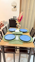 Set de table en raphia naturel – 6 pièces avec chemin de table et porte-serviettes