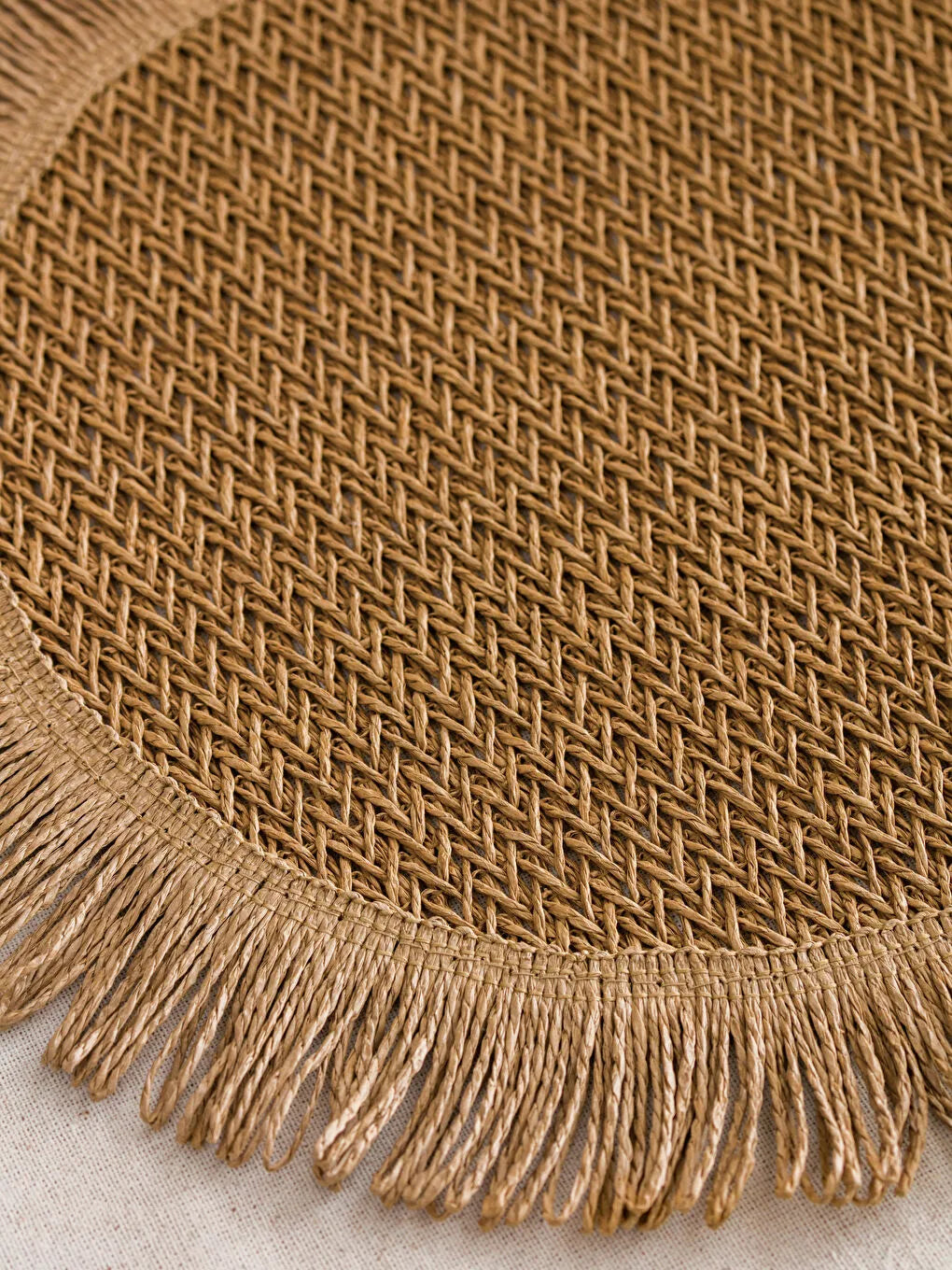 6 sets sous plats ronds en "RAFFIA " avec chemin de table assorti 120 CM