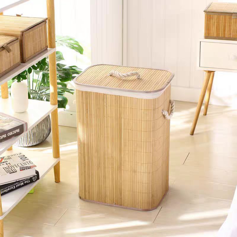 Panier à Linge en Bambou avec Couvercle